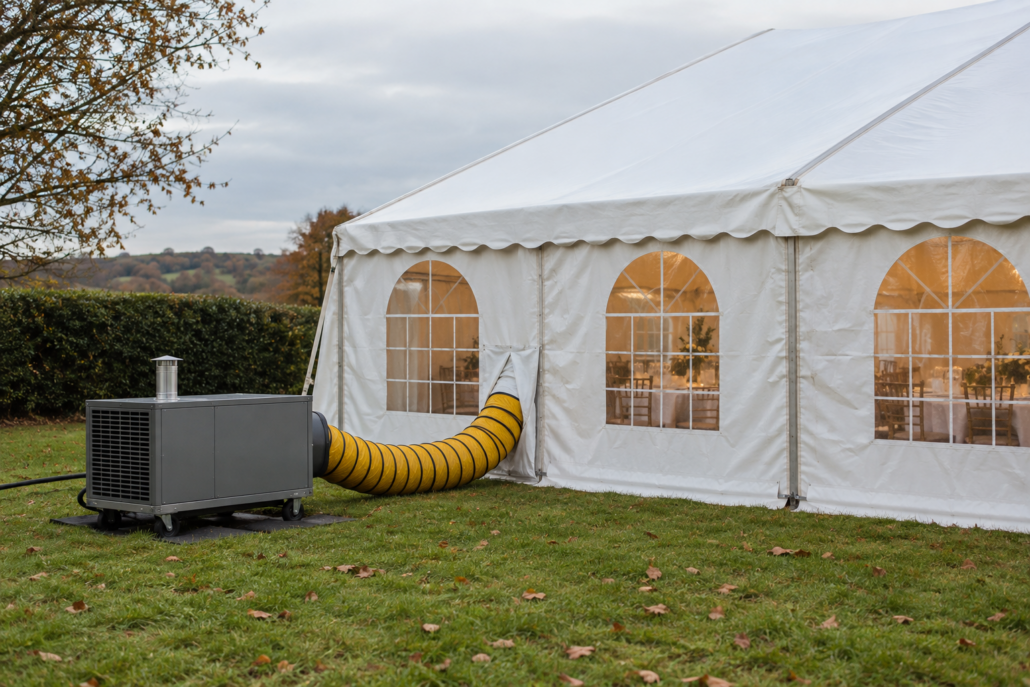 Illustration of a heater inside a marquee